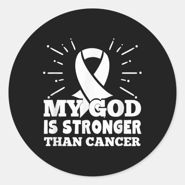 My God Is Stronger Than Lung Cancer Faith Classic Round Sticker (Front)