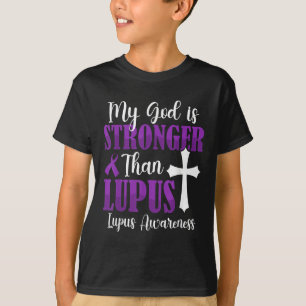 My God Is Stronger Than Lupus Purple Ribbon Lupus  T-Shirt