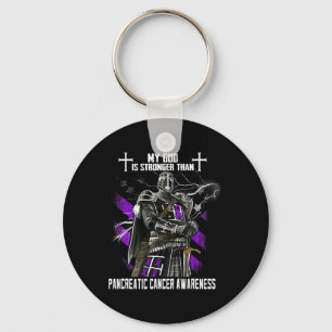 My God Is Stronger Than Pancreatic Cancer Awarenes Keychain