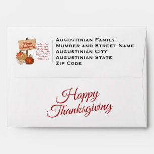 My God Shall Supply   HAPPY THANKSGIVING Envelope