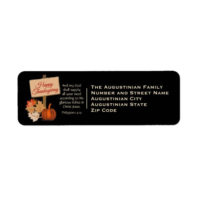 My God Shall Supply Phil 4:19 | HAPPY THANKSGIVING (Front)