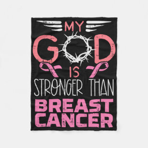 My God Stronger Than Breast Cancer Awareness Chris Fleece Blanket