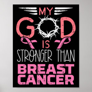 My God Stronger Than Breast Cancer Awareness Chris Poster