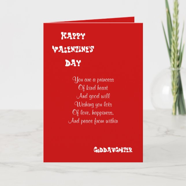 My goddaughter on valentine's day holiday card (Front)