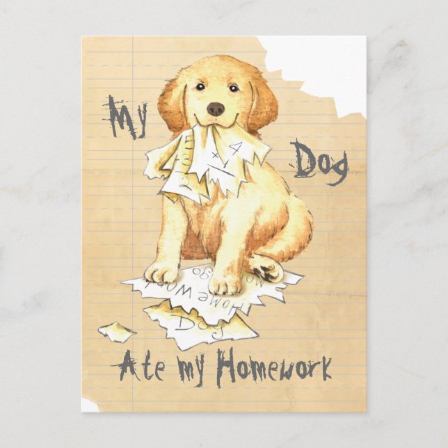 My Golden Ate My Homework Postcard (Front)