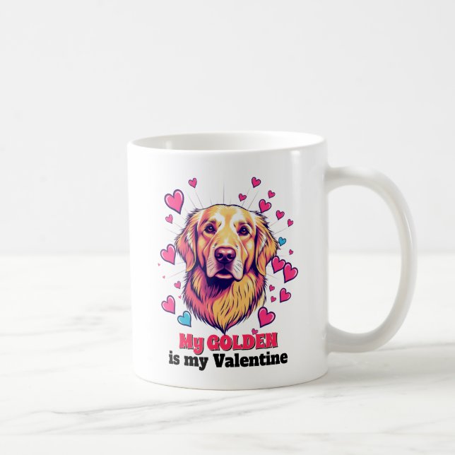My Golden Retriever is My Valentine Dog Cute Funny Coffee Mug (Right)