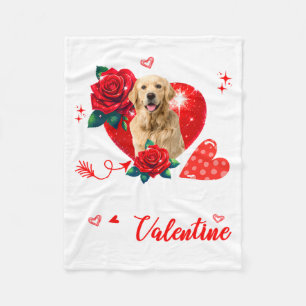 My Golden Retriever Is My Valentine Owner Floral H Fleece Blanket