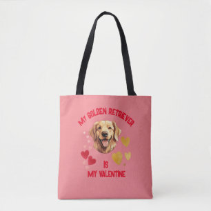 My Golden Retriever Is My Valentine Tote Bag