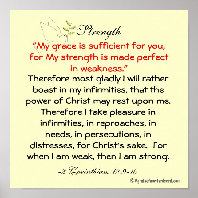 My grace is sufficient for you Bible Quote Prayer Poster (Front)