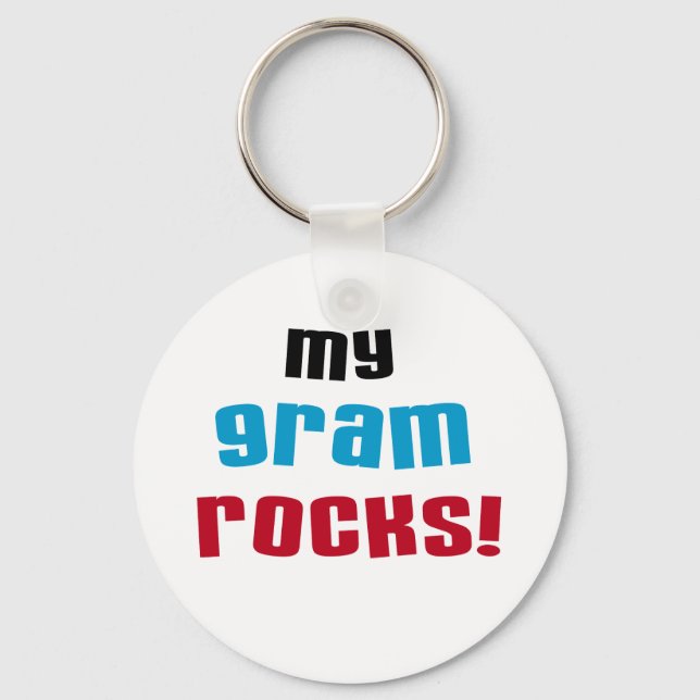 My Gram Rocks T-shirts and Gifts Keychain (Front)
