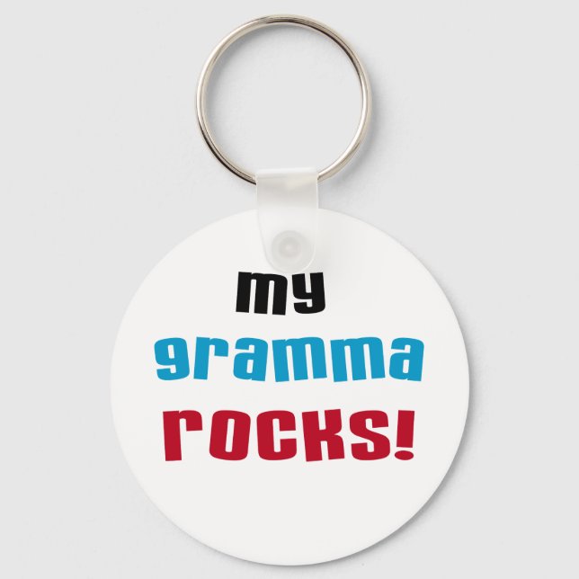 My Gramma Rocks T-shirts and Gifts Keychain (Front)