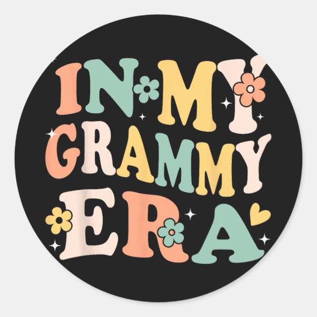 My Grammy Era Funny Sarcastic Groovy Retro Mothers Classic Round Sticker (Front)