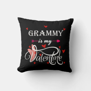 My Grammy Is My Valentine  Valentines Day Grandson Throw Pillow