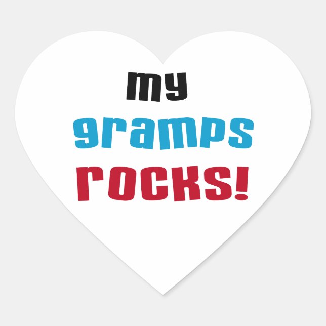 My Gramps Rocks T-shirts and Gifts Heart Sticker (Front)