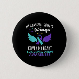 My Granddaughters Wings Cover Heart Suicide Awaren 2 Inch Round Button