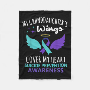 My Granddaughters Wings Cover Heart Suicide Awaren Fleece Blanket