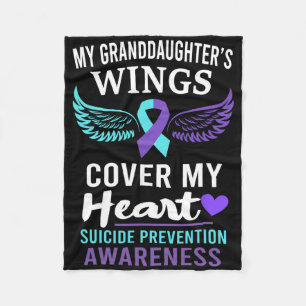 My Granddaughters Wings Cover Heart Suicide Awaren Fleece Blanket