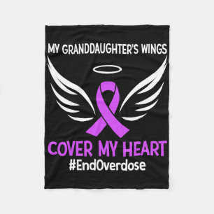 My Granddaughter's Wings Cover My Heart Purple Rib Fleece Blanket