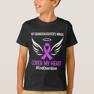 My Granddaughter's Wings Cover My Heart Purple Rib T-Shirt