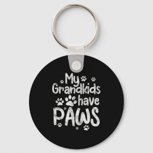 My Grandkids Have Paws Funny Dog Cat Grandma Grand Keychain