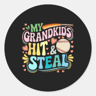 My Grandkids Hit And Steal Mother's Day Bysebyll P Classic Round Sticker