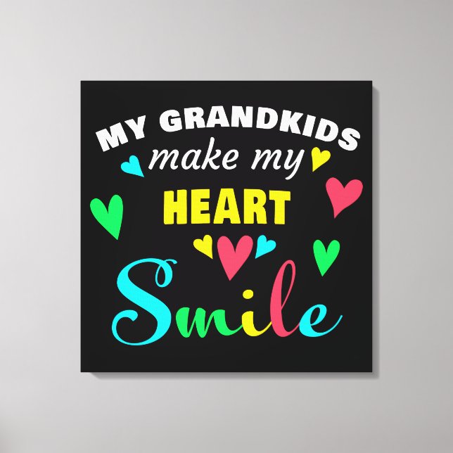 My Grandkids Make My Heart Smile: Grandma Gift Canvas Print (Front)