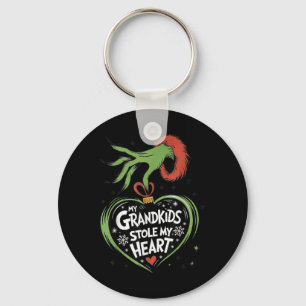 My Grandkids Stole My Heart Christmas Family  Keychain