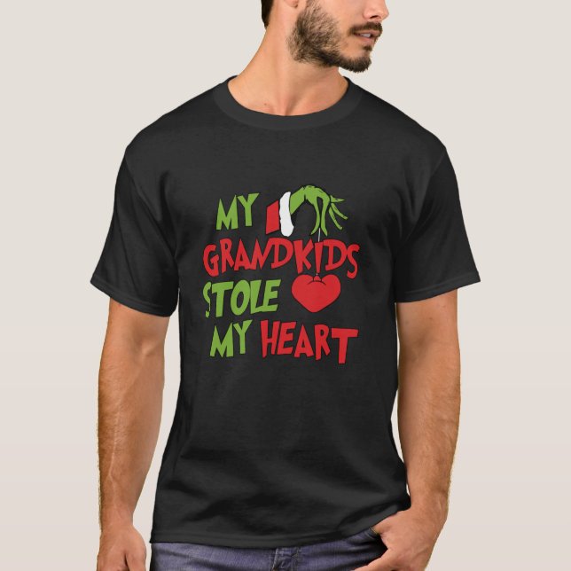 My Grandkids Stole My Heart Christmas Xmas Family  T-Shirt (Front)