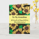 My Grandma Birthday Wishes Joy Sunflowers Card<br><div class="desc">Celebrate your grandma's happy birthday with a sunny bright sunflower card. Simple yellow blossoms add pops of vibrant color to the dramatic black background. Stylish,  modern and full of cheer,  the watercolor and ink painting is a creative way to send sunflowers and sunshine to your big mother.</div>