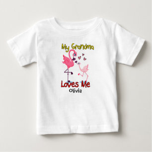 My Grandma Loves Me Flamingo Baby T-Shirt