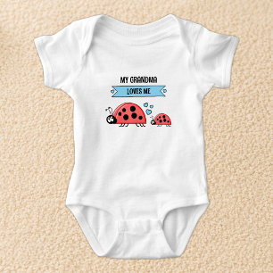 My Grandma loves me ladybugs blue Baby Bodysuit