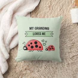 My Grandma loves me ladybugs green baby Throw Pillow