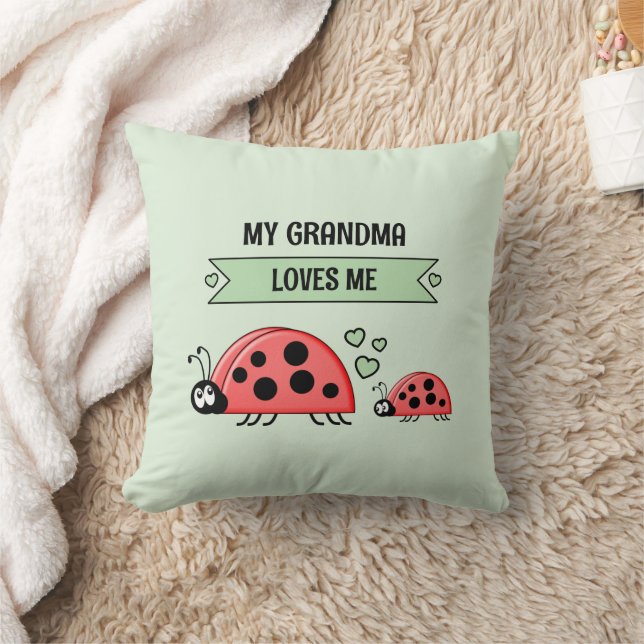 My Grandma loves me ladybugs green baby Throw Pillow (Blanket)
