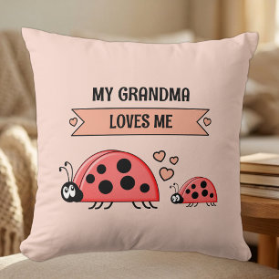 My Grandma loves me ladybugs peach baby Throw Pillow