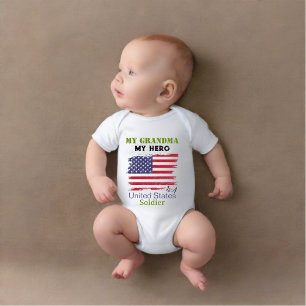 My Grandma My Hero is a U.S. Soldier Baby Bodysuit