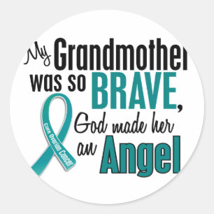 My Grandmother Is An Angel 1 Ovarian Cancer Classic Round Sticker