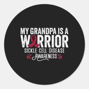 My Grandpa Is A Warrior Sca Sickle Cell Anemia Awa Classic Round Sticker