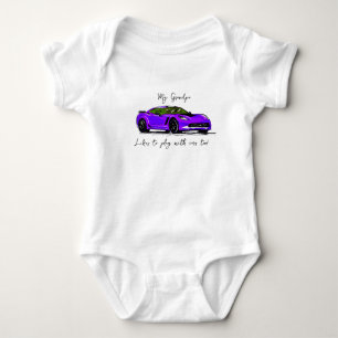 My Grandpa likes to play with Corvettes C7 Purple Baby Bodysuit