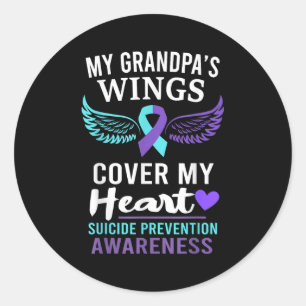 My Grandpa's Wings Cover Heart Suicide Awareness R Classic Round Sticker