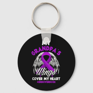 My Grandpa's Wings Cover My Heart End Overdose Keychain