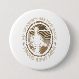 My grandson has your back proud army military gift 3 inch round button