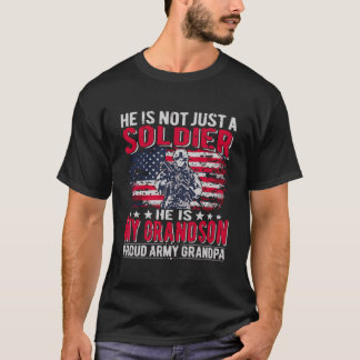 My Grandson Is A Soldier Hero Proud Army Grandpa G T-Shirt