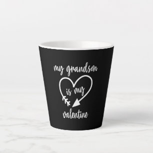 My Grandson Is My Valentine Cute Valentines Latte Mug