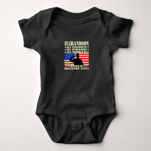 My Grandson My Soldier Hero Proud Military Nana Baby Bodysuit