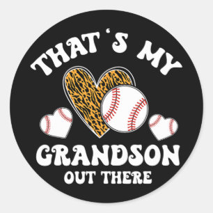 My Grandson Out There Gifts Women Baseball Grandma Classic Round Sticker
