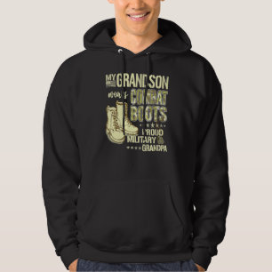 My Grandson Wears Combat Boots Proud Military Gran Hoodie
