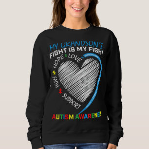 My Grandson's Fight Blue Autism Awareness Puzzle P Sweatshirt