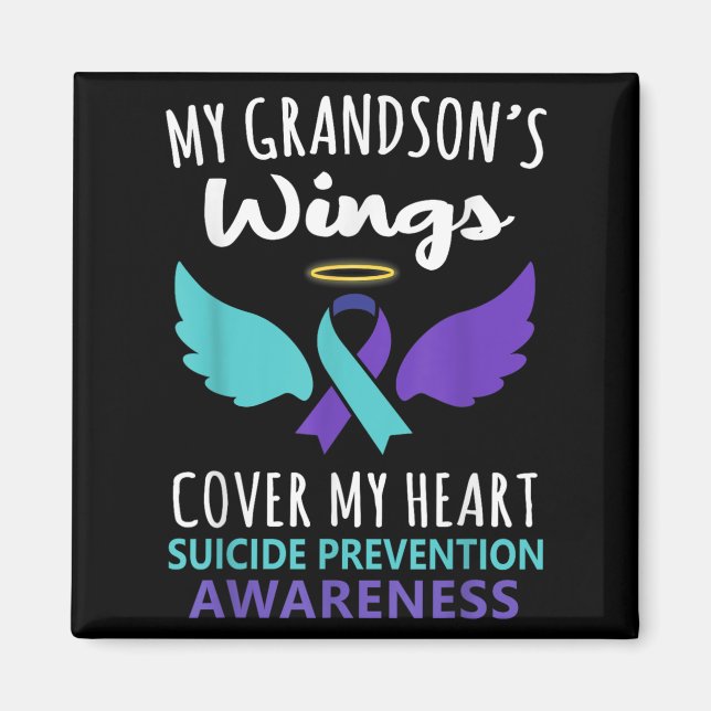 My Grandson's Wings Cover Heart Suicide Awareness  Magnet (Front)