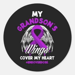 My Grandson's Wings Cover My Heart End Overdose 1 Classic Round Sticker