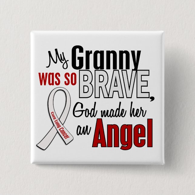 My Granny Is An Angel Lung Cancer 2 Inch Square Button (Front)